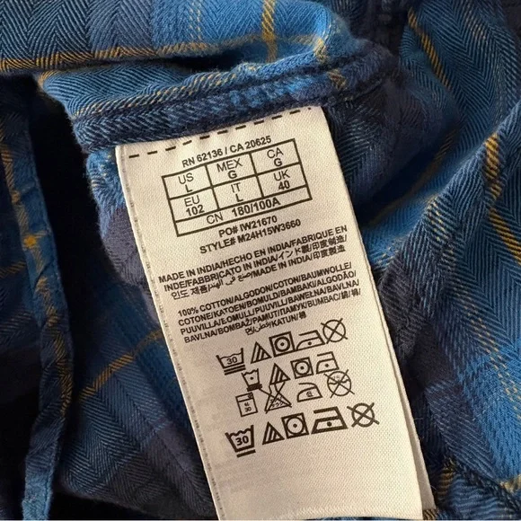 Guess Los Angeles Women's L Regular Fit Blue Plaid Flannel Shirt - Picture 6 of 10